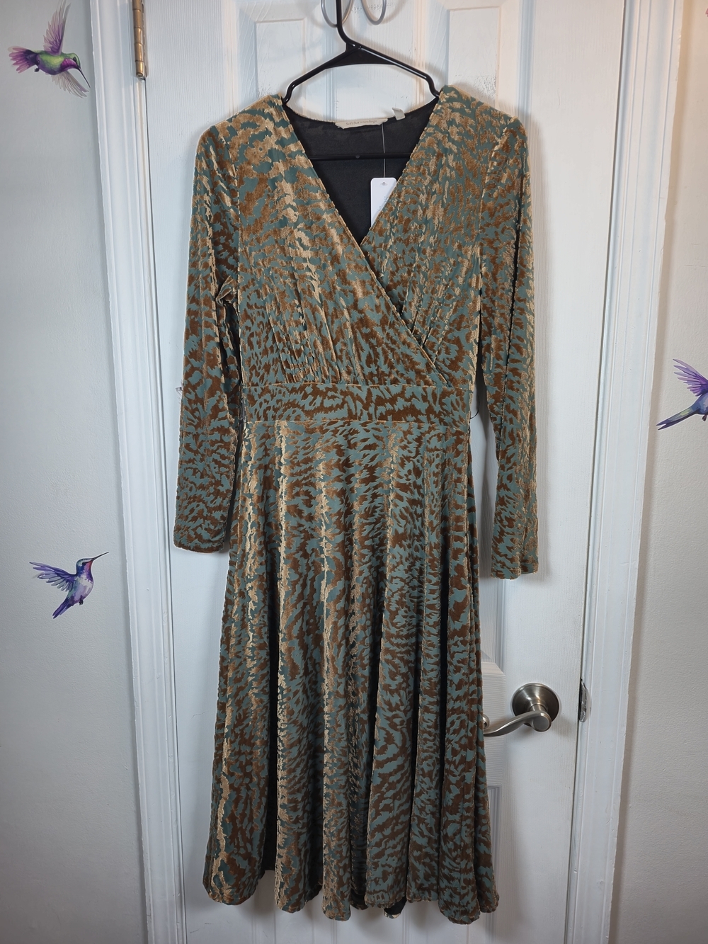 ​Soft Surroundings Shae Velvet Burnout Midi Dress NWT Animal Print XS